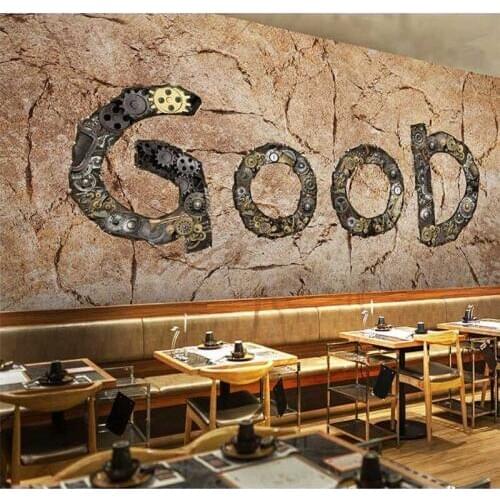 Drop Shipping photo Wallpaper Machinery Industry Wallpaper Retro Cement Brick Wall 3d Alphanumeric Bar Studio Wallpaper Mural