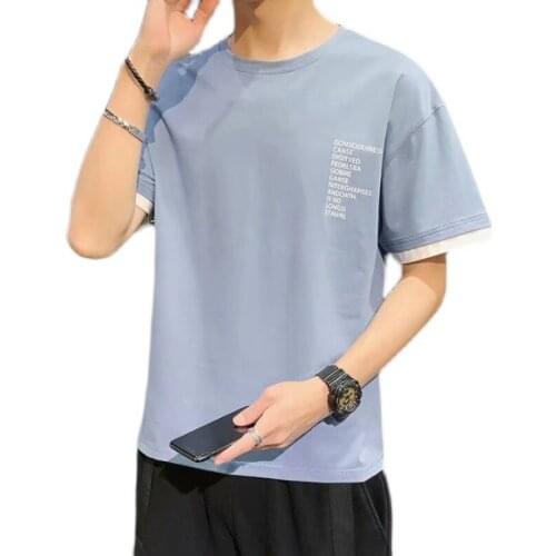 Shirts New Fashion Short Sleeve T-shirt Summer 2021 White Blue Tees O-Neck MEN Tops Daily Casual Short Youth T Shirts Men