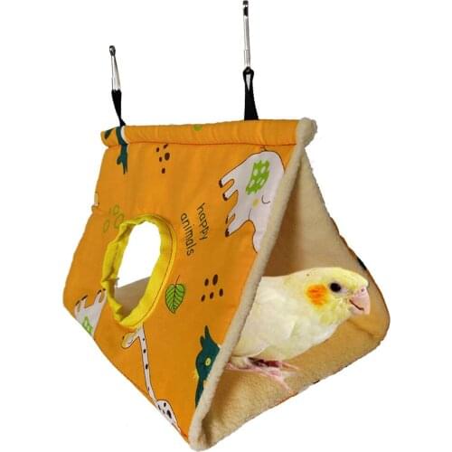 Canvas Flannel Bird Hammock Parrot Nest Bird House Pet Bird Sleeping Nest Amusement Triangle Birds Nest With Holes Four Seasons