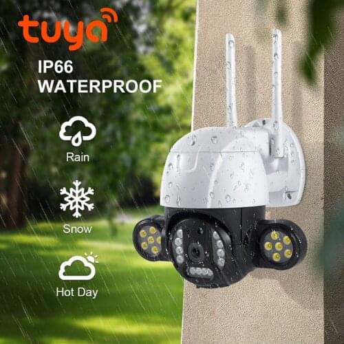 3MP Floodlight Security Cameras With Wifi Tuya Smartlife Google Alexa AI Auto Tracking Motion Detection CCTV Vedio Surveillance