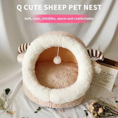 Pet Cat Litter Closed Cashmere Cute And Comfortable Warm High Resilience Winter Plus Velvet Washable Cat Nest Dog Nest