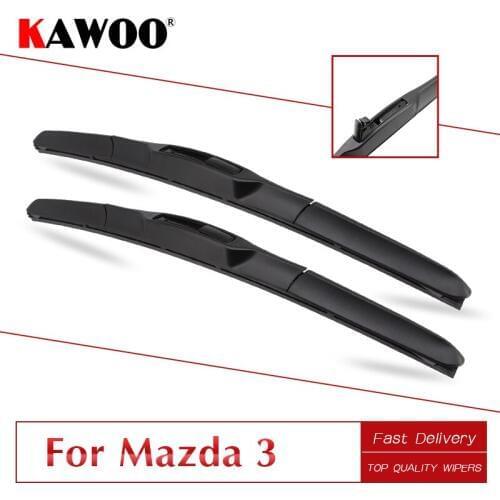 KAWOO For Mazda 3 Europe Model/Axela Car Rubber Windcreen Wipers Blades Model Year From 2003 To 2017 Fit Side Pin Arm/U Hook Arm