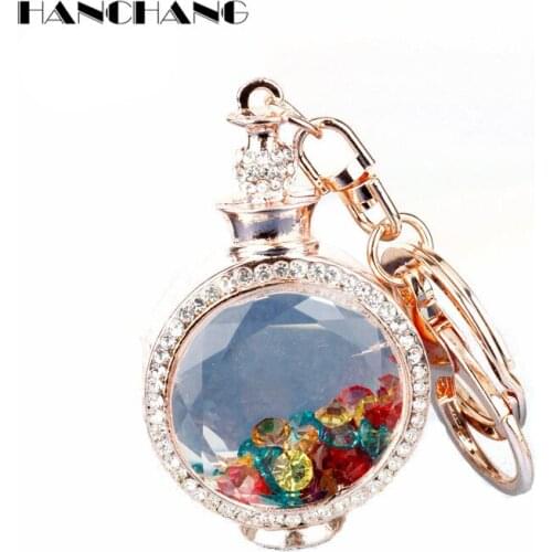 Fashion Jewelry Glass Perfume Bottles Keychain Handbags Accessories Keyrings Key Chains Car Key Holder