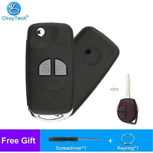 OkeyTech 2 Button Modified Car Key Shell Flip Folding Car Key Cover Case for Suzuki SX4 Swift Grand Vitara Alto Replacement Fob