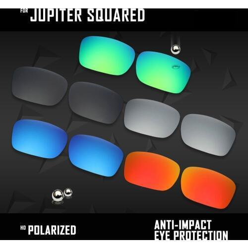 OOWLIT 5 Pairs Polarized Sunglasses Replacement Lenses for Oakley Jupiter Squared OO9135-Black & Silver&Blue &Red &Emerald Green