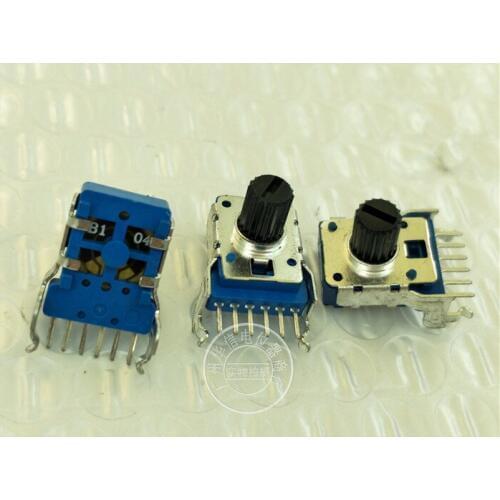 Original new 100% RK1111G 142 TYPE horizontal double potentiometer B100K handle length 8MM fancy shaft 6pin (SWITCH)
