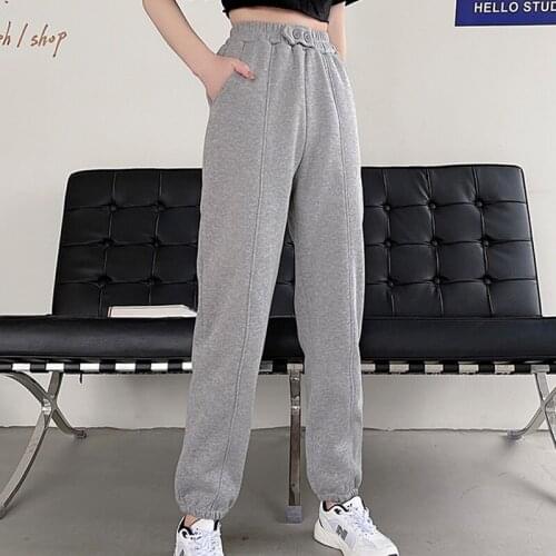 Autumn gray Sweatpants Joggers streetwear women Trousers Casual woman Pants solid loose haren pants Running Sporting Clothing