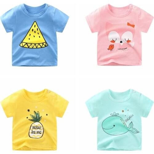6m-6y Baby T Shirt 100% Cotton Short Sleeve Tops Boys And Girls Summer Clothes Kids T-shirt Cartoon Print T Shirt