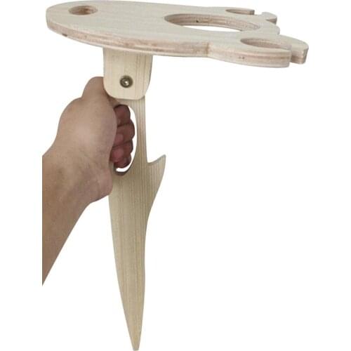 Outdoor Wine Table Wine Rack Wine Tray Cup Holder Convenient Wooden Glass Holder Cup Holder Tray Outdoor Picnic Barbeque Party