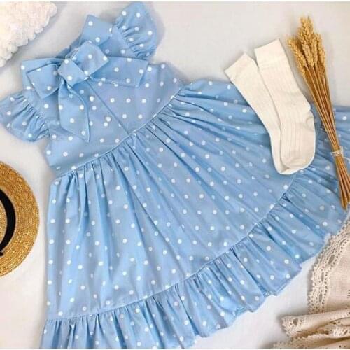 Polka-dot Girls Dress Flower Casual 2021 Children ClothingKids Princess Dresses for Girls 2-8 Years Summer Girl Casual Clothes