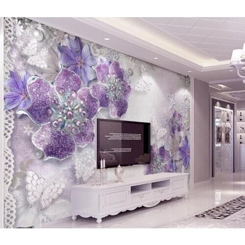 Custom wallpaper 3d mural European style 3d stereo noble gorgeous purple flowers interior background decoration 3d wallpaper