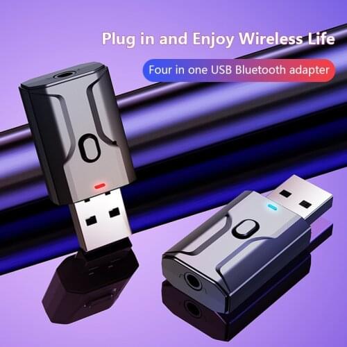 Two In One Bluetooth 5.0 Receiver Transmitter Microphone USB Bluetooth Wireless Audio Adapte For Car Computer Headphone Phone