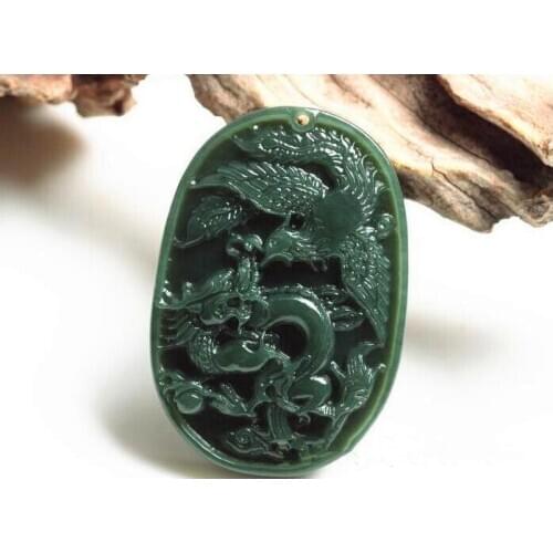 Drop Shipping Natural hetian jade QINGYU In extremely good fortune YuPei pendant loves accessories pendant