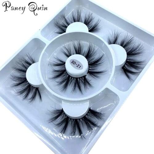 2021 New 3 pairs natural false eyelashes long makeup 3d mink fake lashes eyelash extension mink eyelashes for beauty Wholesale