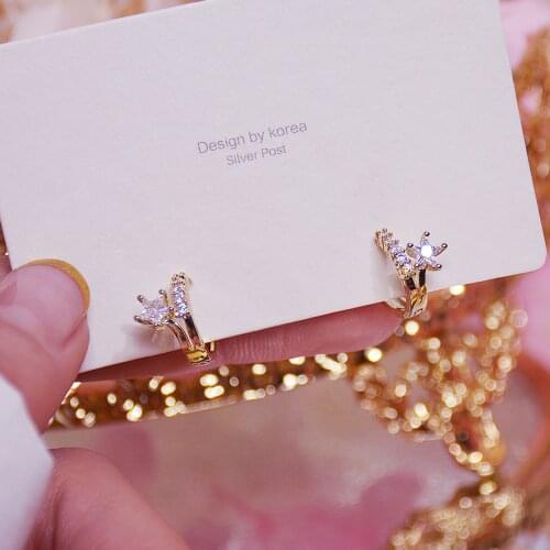 JUWANG Luxury Zircon star 14K Real Gold Plated Leave Earring Delicate Micro Inlaid Cubic Zircon CZ Stud Earrings Wedding Jewelry