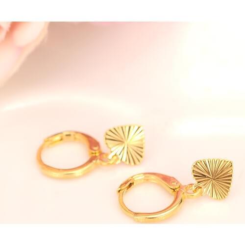 2 pairs Gold Heart drop Earrings Women/Girl,Love Trendy fashion Jewelry for African/Arab/Middle Eastern kids children best gift