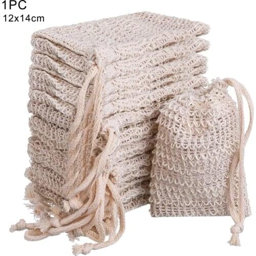 Cotton Linen Soap Foaming Net Mesh Bag Soap Pouch Bathroom Shower Bathing Massage Cleaning Tools