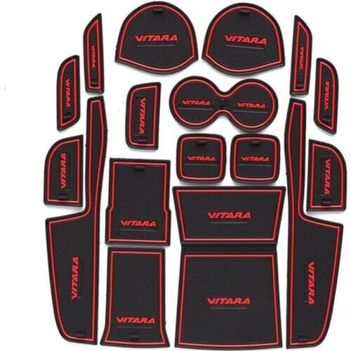 STYO car styling Groove Gate Slot Armrest Storage Rubber non-slip mats inner door pad/cup for SUZUK1 Vitara 2016-2018