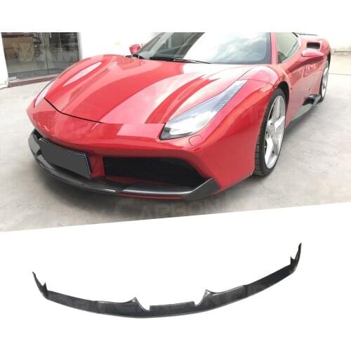 Dry Carbon Fiber Car Front Bumper Lip Chin Spoiler FRP Unpainted Black Bumper Cover case for Ferrari 488 N Style 2015-2018 FRP