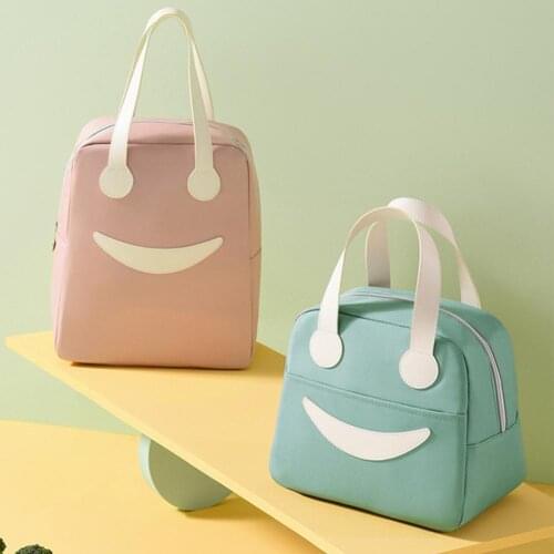 Lunch Bag Tear Resistant Thermal Insulated Canvas Bag with Handle Oxford Cloth Beach Picnic Lunch Storage Bag for Office