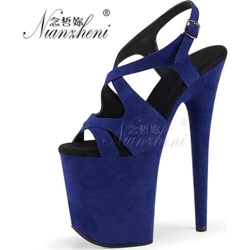 20CM Fetish High Stripper Heels Pole Dance Shoes Platform Sandals Party Sexy Women 8 Inches Exotic Crossdresser Clubbing Blue