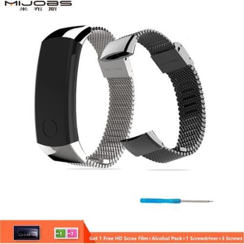 Mijobs for Huawei Honor 3 Band Smart Accessories Milanese Metal Strap 155-255mm Watch Band Wristband Stainless Steel Bracelets