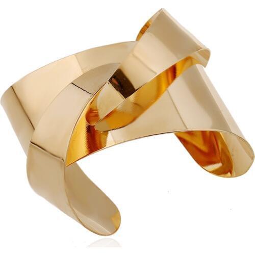 Vintage Geometric Gold Silver Bracelets Bangles For Women Men 2019 New Fashion Jewelry Punk Unisex Wide Open Bracelet & Bangle