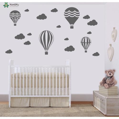 Hot Air Balloons & Clouds Wall Stickers Kids Nursery Rooms Wall Decal Vinyl Wall Art Decor Sticker Interior Home Mural DIY ZW169
