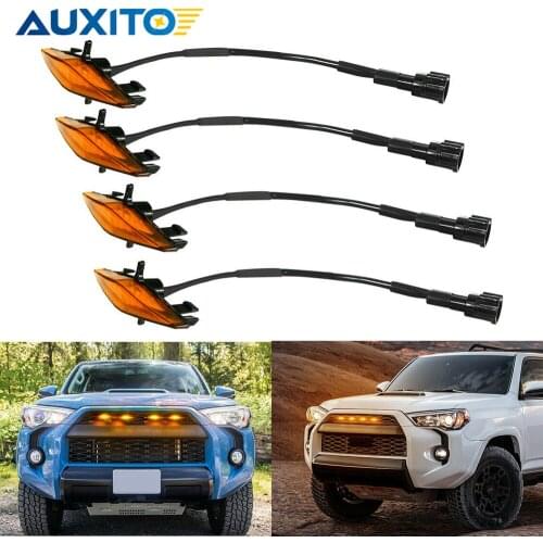 Amber Yellow Front Grille LED Lights with Wiring Harness Kit for Toyota 4Runner TRD 2019 2018 2017-2014 Pro Grille Lighting DRL
