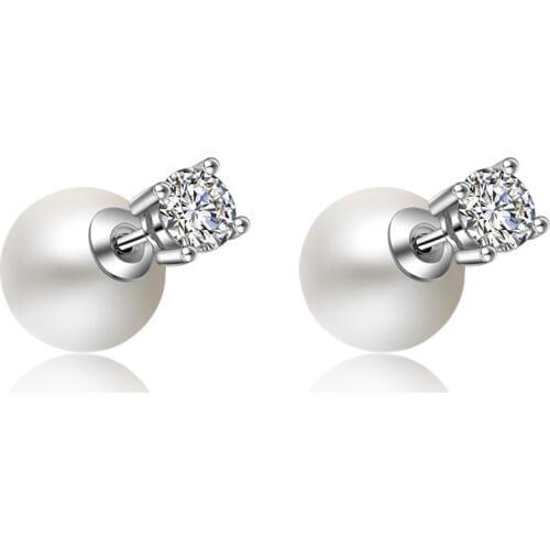 100% 925 sterling silver fashion pearl crystal stud earrings for women wholesale jewelry Christmas gift drop shipping