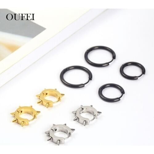 OUFEI Korean Earrings Charm Woman Hoop Earrings Stainless Steel Earrings For Women Jewelry Accessories Bohemian