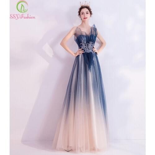 SSYFashion New Evening Dress Sexy Strapless Sleeveless Floor-length Sequins Appliques Long Prom Formal Gown Vestidos De Noite