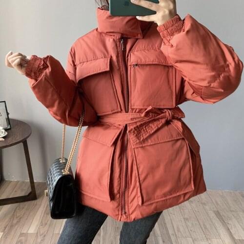 2021 Women Winter Coat Long Sleeve Loose Style Thick Women Warm Jacket Coat With Belt High Quality Women Coat