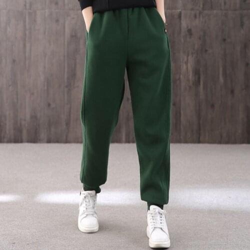 2021 Slim Women Winter Pants Warm Female Casual Pants Pencil Pants Lined Fleece Trousers Autumn Sweatpants Plus Size 4XL Y36