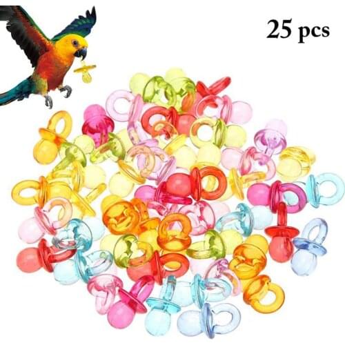 25Pcs Bird Chew Toy Assorted Color Nipple Shaped Parrot Bite Toy Acrylic Bird Toys Budgies Educational Toy Vogel Speelgoed