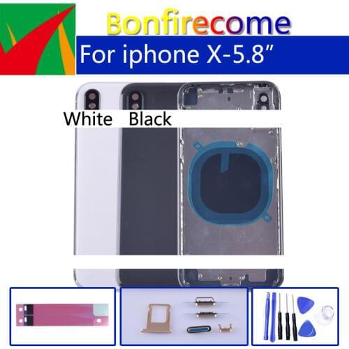5.8"Original For iphone X Back Middle Frame Chassis Black Housing Battery Cover For iphoneX coque Housing Body Case