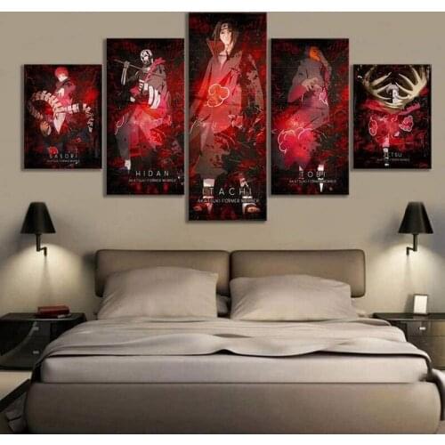 5 Pcs Wall Art Canvas Ninja Anime Pictures Akatsuki Print Posters Modern Livingroom Bedroom Home Decoration Paintings