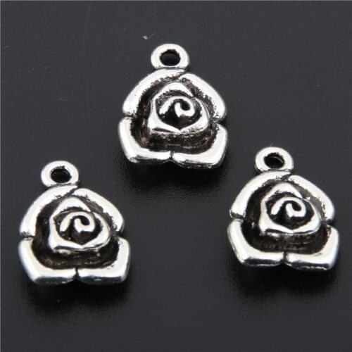 5pcs Silver Color Rose Flower Charms Pendants Fit Diy Necklace$bracelet Jewelry Making A2660