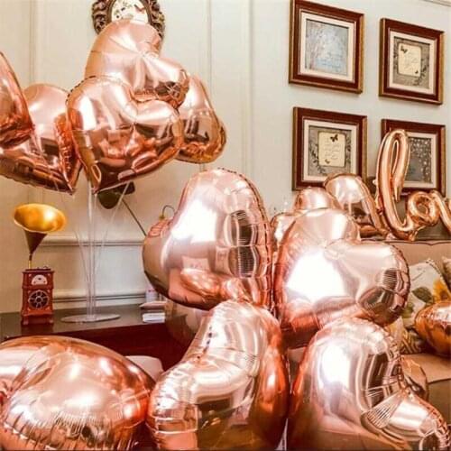 50pcs/100pcs 18inch Rose gold heart foil balloons birthday Wedding Decoration Valentines Party Helium Love Heart Balloon