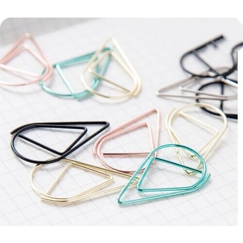 700pcs Cute Metal Paper Clips Creative Water Drop Shape Paper Clips Decorative Rose Gold Stationery kawaii Office Accessories