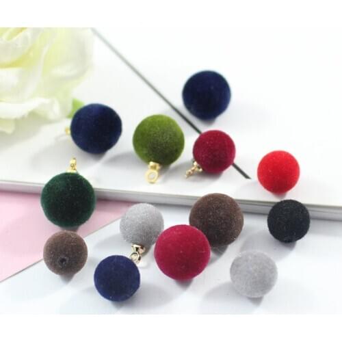 150PCS 8/10MM Acrylic Round Ball Half hole Bead Flocked Velvet Pendant Flocked Beads Jewelry Charms Loose Beads DIY