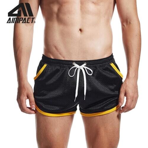 AIMPACT 2021 Athletic 3 inch Booty Shorts Workout Gym Sexy Swimwear for Men Marathon Running Sleepwear AM2803