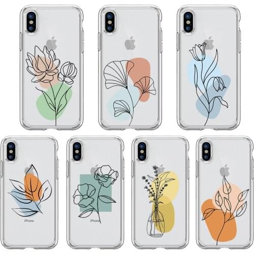 Simple Plum Blossom Leaf Phone Case For iPhone 12 11 Pro Max Mini XS XR X 7 8 Plus SE 2021 Soft Transparent TPU Cover Capa