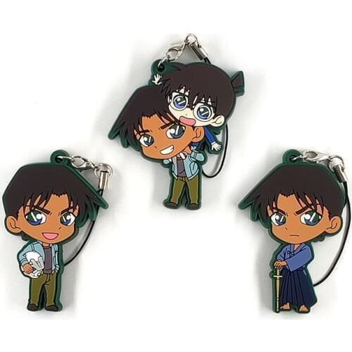 Detective Conan Anime keychain Jimmy Kudo Kaltou Kiddo Hattori Kazuha Ran Mouri Rubber strap/mobile phone charms D451