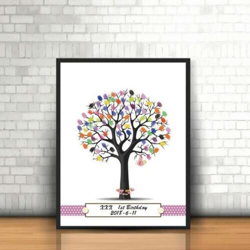 Custom personality free infant baptism birthday party wedding tree fingerprint check in decoration