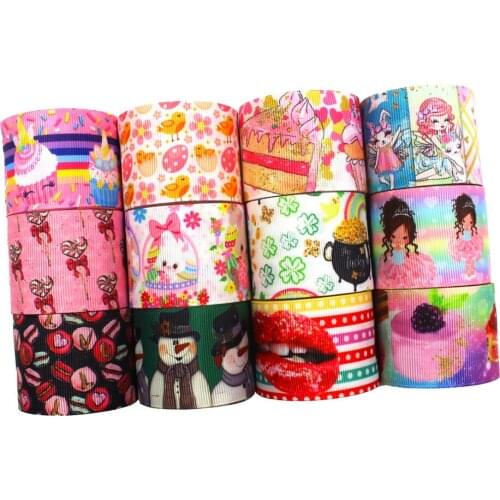 1-1/2‘’ Cartoon printed grosgrain ribbon, DIY handmade bow hair ornament decoration, clothes accessory ribbon I-19116-347