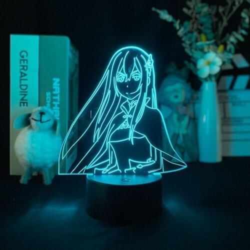 Creative 3D Illusion Night Light LED Lava Lamp Re Zero Starting Life In Another World Anime Nightlight Kid Room Atmosphere Decor