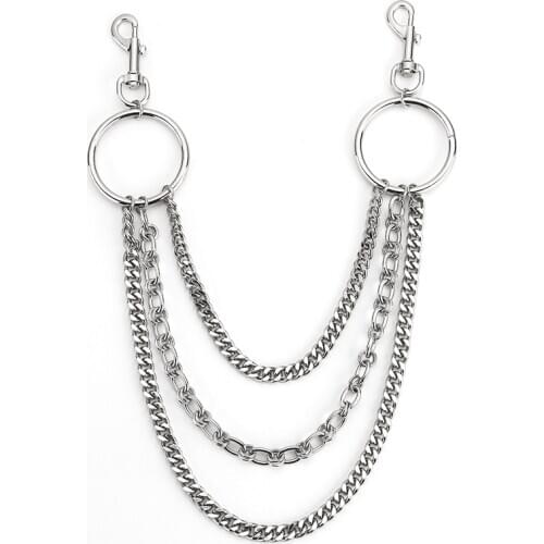 Men Heavy Gunmetal Waist Biker Skull Wallet Key Chain Rock Punk Trousers Motorcycle HipHop Leather Pant Jean Chain DR231