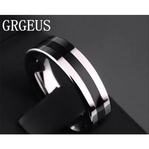 316L stainless steel men ring black silver plated rings for women men lord Wedding Band male ring for lovers