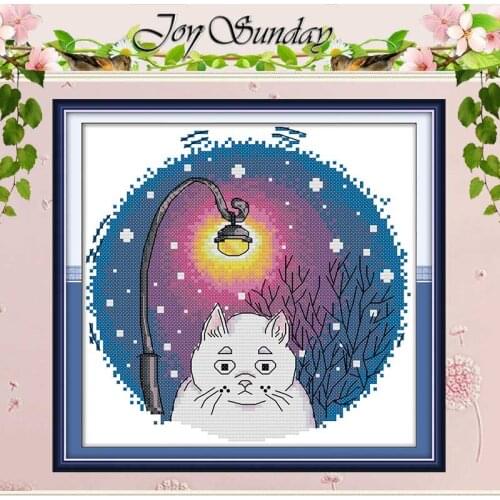 Blue White Cat Patterns Counted 11CT 14CT Animals Cross Stitch Set DIY Chinese Cross-stitch Kit Embroidery Needlework Home Decor